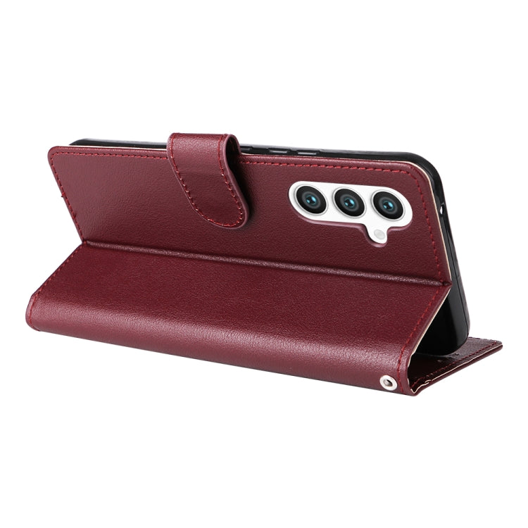 For Samsung Galaxy S25 5G 3-Card Slots Multifunctional Leather Phone Case(Wine Red) - Galaxy S25 5G Cases by PMC Jewellery | Online Shopping South Africa | PMC Jewellery | Buy Now Pay Later Mobicred