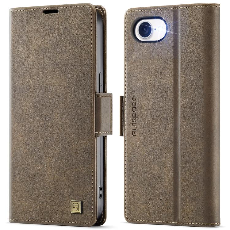For iPhone 16e AutSpace A11 Side Buckle MagSafe Magnetic RFID Phone Leather Case(Coffee) - free shipping - PMc TechLife - Order now!