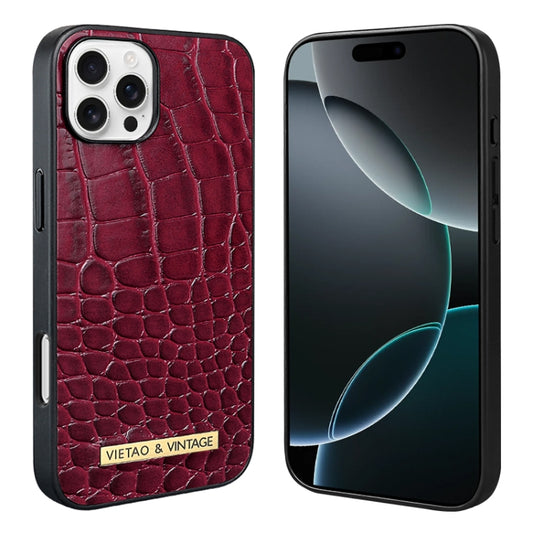 For iPhone 16 Pro Max VIETAO Alligator Texture PU Phone Case(Red) - iPhone 16 Pro Max Cases by VIETAO | Online Shopping South Africa | PMC Jewellery | Buy Now Pay Later Mobicred