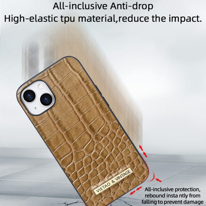 For iPhone 16 Pro VIETAO Alligator Texture PU Phone Case(Brown) - iPhone 16 Pro Cases by VIETAO | Online Shopping South Africa | PMC Jewellery | Buy Now Pay Later Mobicred