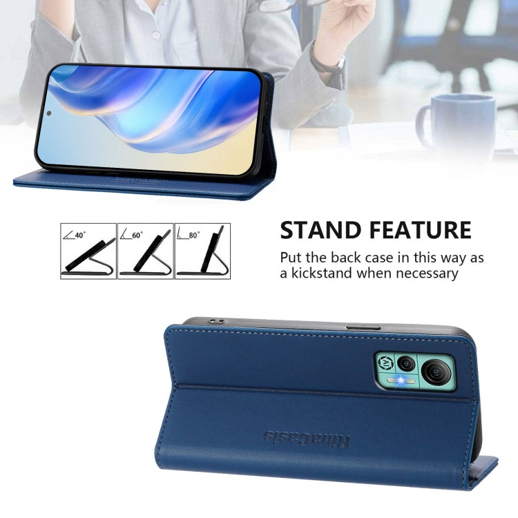 For Ulefone Note 14 RC01 Dual-Folded Magnetic Suction RFID Leather Phone Case(Dark Blue) - Ulefone Cases by PMC TechLife | Online Shopping South Africa | PMC TechLife | Buy Now Pay Later Mobicred