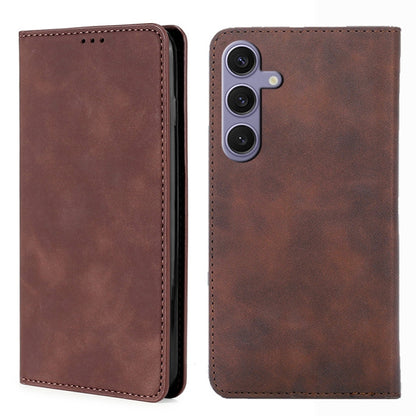 For Samsung Galaxy S25+ 5G Skin Feel Magnetic Leather Phone Case(Dark Brown) - Galaxy S25+ 5G Cases by PMC Jewellery | Online Shopping South Africa | PMC Jewellery | Buy Now Pay Later Mobicred