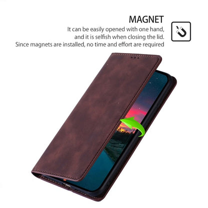 For Samsung Galaxy S25+ 5G Skin Feel Magnetic Leather Phone Case(Dark Brown) - Galaxy S25+ 5G Cases by PMC Jewellery | Online Shopping South Africa | PMC Jewellery | Buy Now Pay Later Mobicred