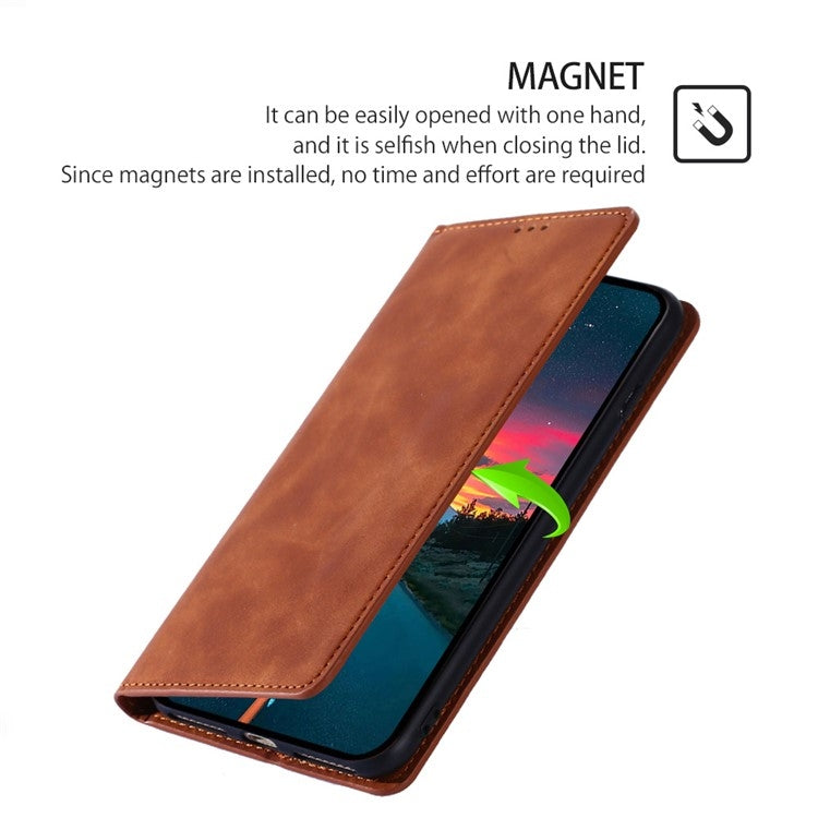 For Samsung Galaxy S25 Ultra 5G Skin Feel Magnetic Leather Phone Case(Light Brown) - Galaxy S25 Ultra 5G Cases by PMC Jewellery | Online Shopping South Africa | PMC Jewellery | Buy Now Pay Later Mobicred