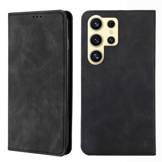 For Samsung Galaxy S25 Ultra 5G Skin Feel Magnetic Leather Phone Case(Black) - Galaxy S25 Ultra 5G Cases by PMC Jewellery | Online Shopping South Africa | PMC Jewellery | Buy Now Pay Later Mobicred