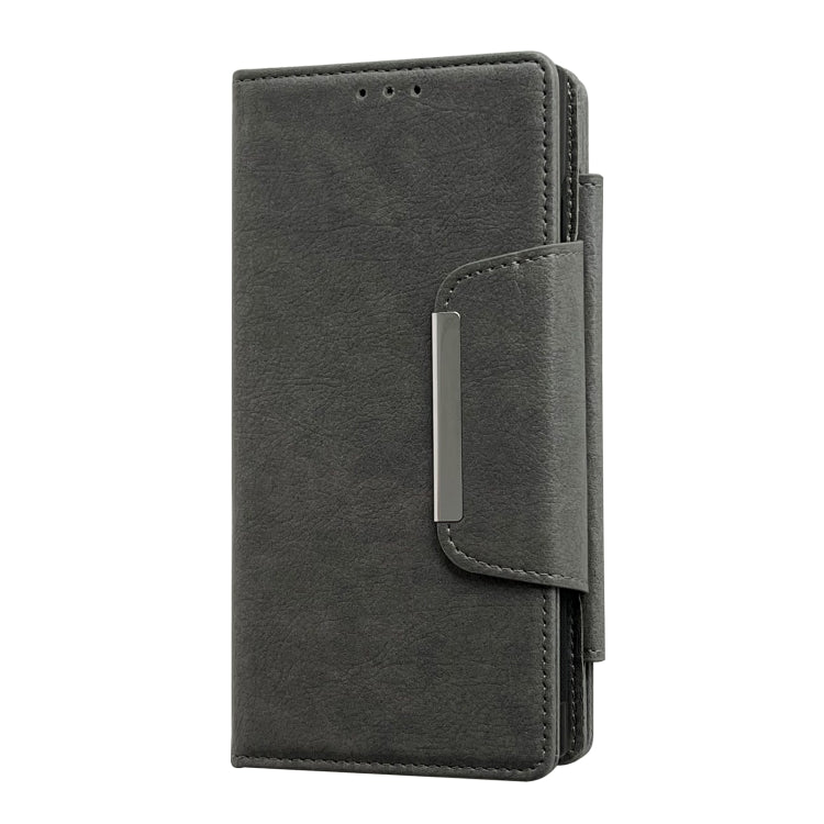 For Samsung Galaxy S25+ 5G Multifunctional 7-Card Wallet Leather Phone Case(Grey) - Galaxy S25+ 5G Cases by PMC Jewellery | Online Shopping South Africa | PMC Jewellery | Buy Now Pay Later Mobicred