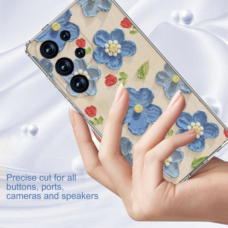 For Samsung Galaxy S25 Ultra 5G IMD Double Piece Simple Fresh Shockproof Phone Case(Blue Flower) - Galaxy S25 Ultra 5G Cases by PMC Jewellery | Online Shopping South Africa | PMC Jewellery | Buy Now Pay Later Mobicred