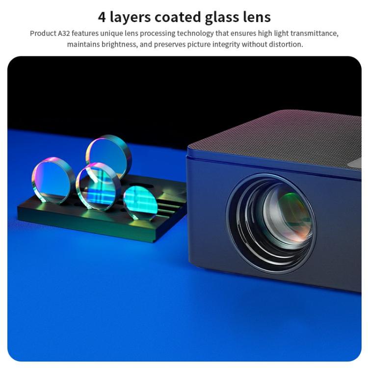 AUN A32 1280x720P 200ANSI D3100 CPU WIFI Display Smart Projector, UK Plug(Black) - LED Projector by AUN | Online Shopping South Africa | PMC TechLife | Buy Now Pay Later Mobicred