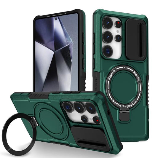 For Samsung Galaxy S25 Ultra 5G Sliding Camshield MagSafe Holder TPU Hybrid PC Phone Case(Deep Green) - Galaxy S25 Ultra 5G Cases by PMC Jewellery | Online Shopping South Africa | PMC Jewellery | Buy Now Pay Later Mobicred