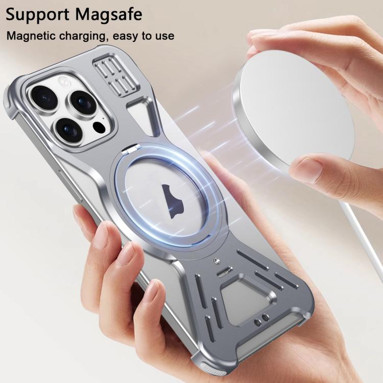 For iPhone 15 Armor 360 Holder Frameless Alloy MagSafe Phone Case(Desert Gold) - iPhone 15 Cases by PMc TechLife | Online Shopping South Africa | PMc TechLife | Buy Now Pay Later Mobicred