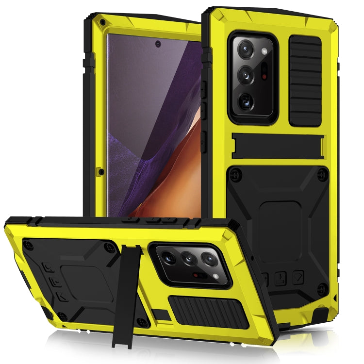 For Samsung Galaxy Note 20 R-JUST Shockproof Waterproof Dust-proof Metal + Silicone Protective Case with Holder(Yellow) - Galaxy Note20 Cases by R-JUST | Online Shopping South Africa | PMC Jewellery