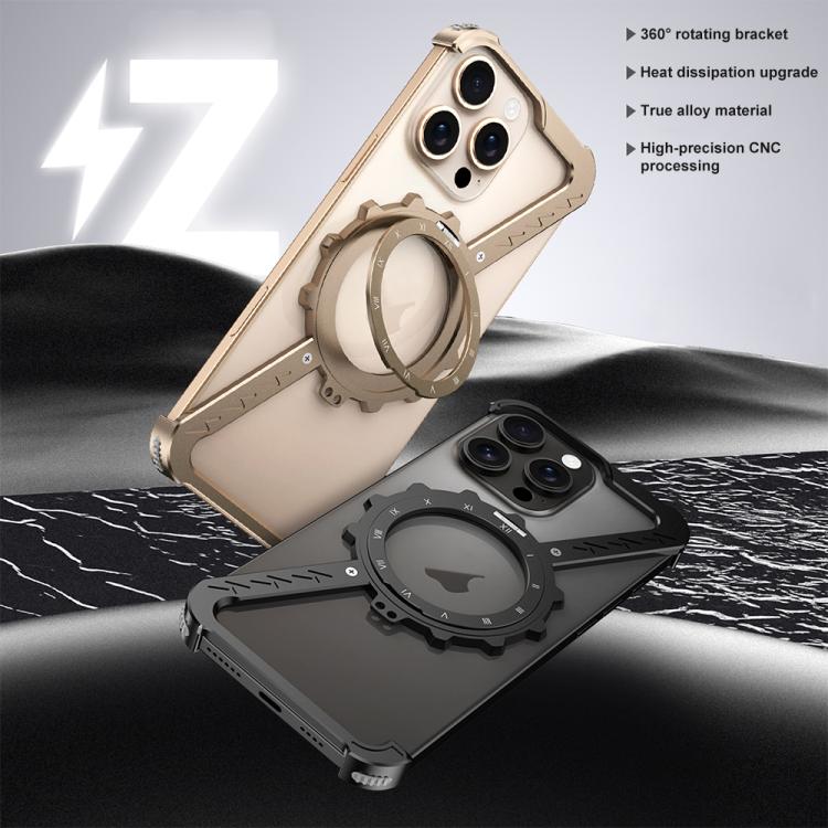 For iPhone 13 Z-shaped Frameless Metal 360 Holder MagSafe Phone Case(Space Silver) - iPhone 13 Cases by PMc TechLife | Online Shopping South Africa | PMc TechLife | Buy Now Pay Later Mobicred