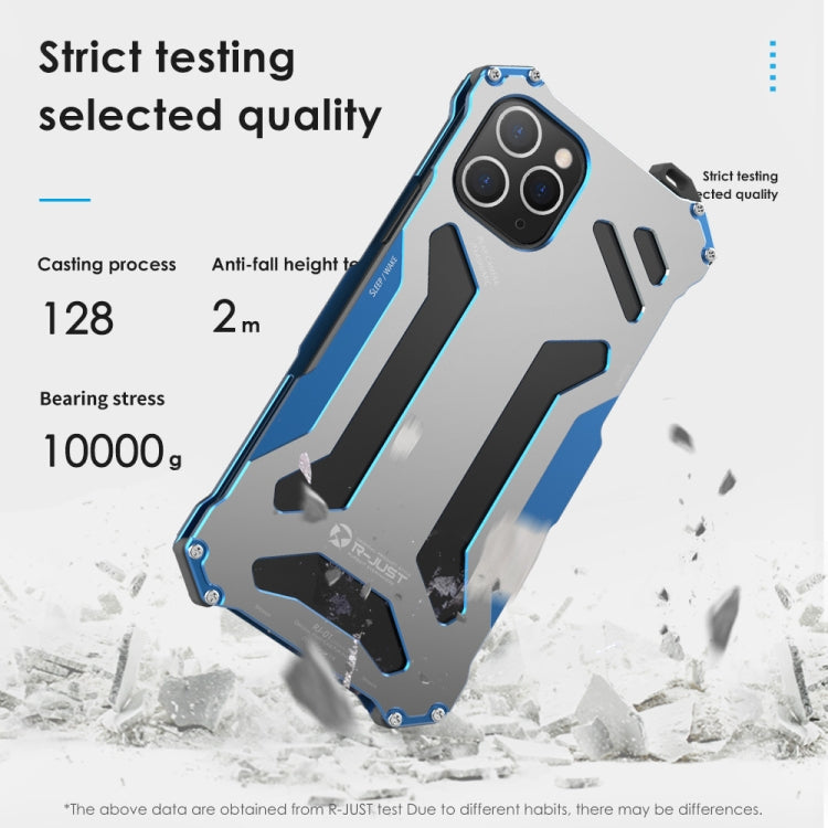 For iPhone 12 / 12 Pro R-JUST Shockproof Armor Metal Protective Case(Blue) - iPhone 12 / 12 Pro Cases by R-JUST | Online Shopping South Africa | PMC Jewellery