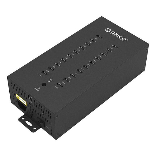 ORICO IH20P Industrial Grade 20 Ports USB 2.0 Hub, Plug:UK Plug(Black) - USB 2.0 HUB by ORICO | Online Shopping South Africa | PMC Jewellery | Buy Now Pay Later Mobicred