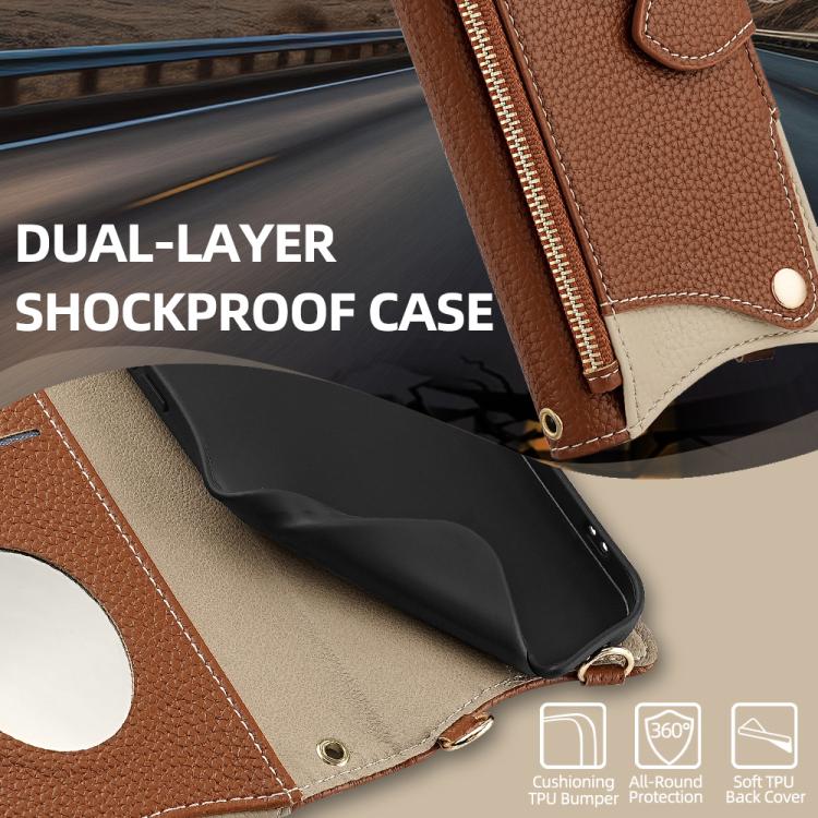 For Google Pixel 6a Crossbody Chain Fishtail Litchi Leather Phone Case(Brown) - Google Cases by PMC TechLife | Online Shopping South Africa | PMC TechLife | Buy Now Pay Later Mobicred