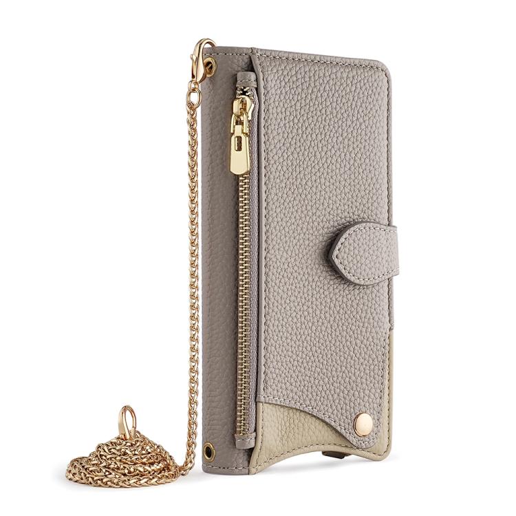 For Google Pixel 6 Pro Crossbody Chain Fishtail Litchi Leather Phone Case(Grey) - Google Cases by PMC TechLife | Online Shopping South Africa | PMC TechLife | Buy Now Pay Later Mobicred