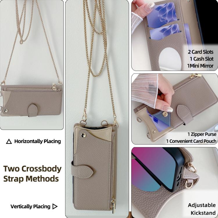 For Google Pixel 6 Pro Crossbody Chain Fishtail Litchi Leather Phone Case(Grey) - Google Cases by PMC TechLife | Online Shopping South Africa | PMC TechLife | Buy Now Pay Later Mobicred