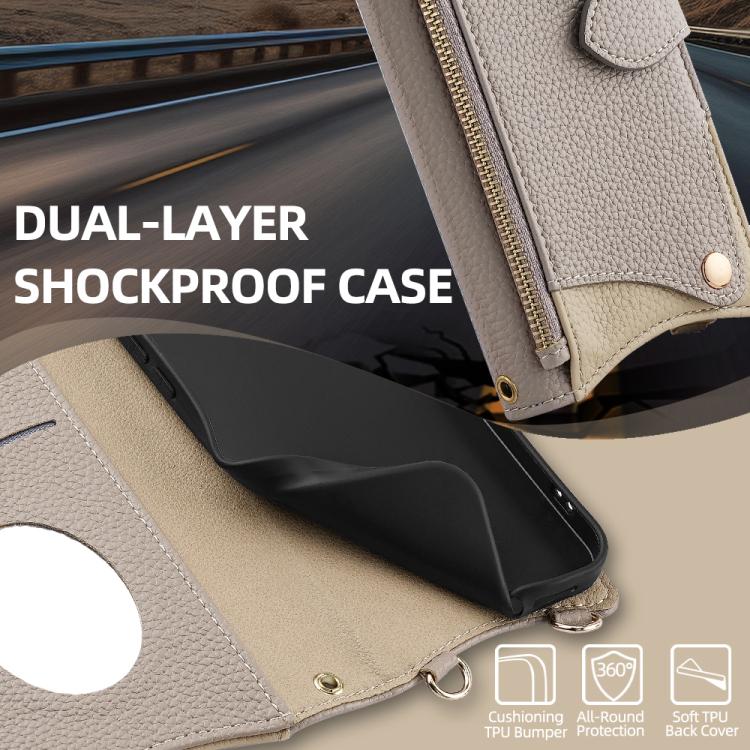 For Google Pixel 6 Pro Crossbody Chain Fishtail Litchi Leather Phone Case(Grey) - Google Cases by PMC TechLife | Online Shopping South Africa | PMC TechLife | Buy Now Pay Later Mobicred