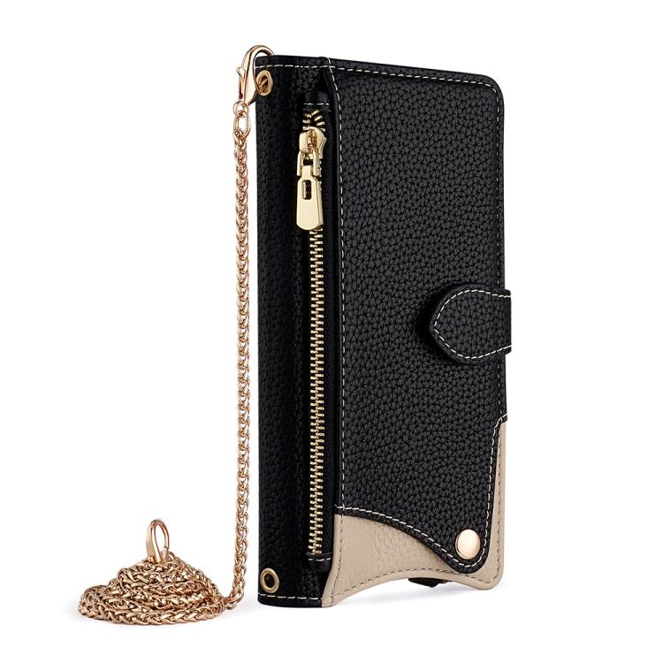 For Motorola Edge 50 Pro Crossbody Chain Fishtail Litchi Leather Phone Case(Black) - Motorola Cases by PMC TechLife | Online Shopping South Africa | PMC TechLife | Buy Now Pay Later Mobicred