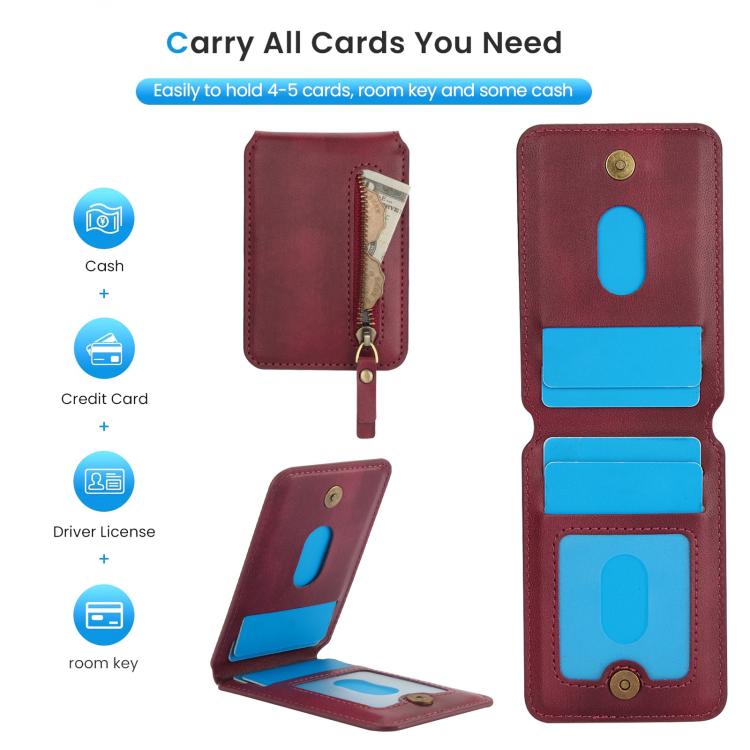 For iPhone 16e Zipper Wallet Split MagSafe Leather Back Phone Case(Red) - iPhone 16e Cases by PMC TechLife | Online Shopping South Africa | PMC TechLife | Buy Now Pay Later Mobicred