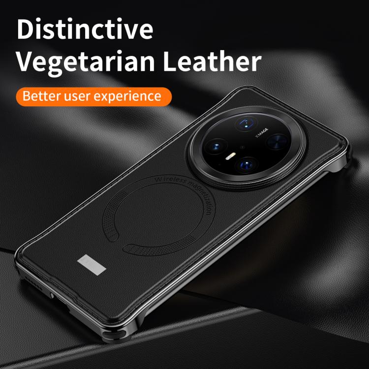 For Huawei Mate 60 Pro+ Metal Frameless MagSafe Leather Phone Case(Black) - Huawei Cases by PMC TechLife | Online Shopping South Africa | PMC TechLife | Buy Now Pay Later Mobicred