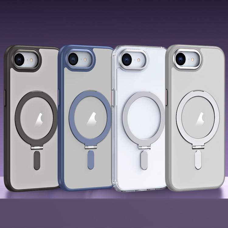 For iPhone 16e Airbag MagSafe Shockproof Frosted Phone Case with Fold Holder(Grey) - iPhone 16e Cases by PMC TechLife | Online Shopping South Africa | PMC TechLife | Buy Now Pay Later Mobicred