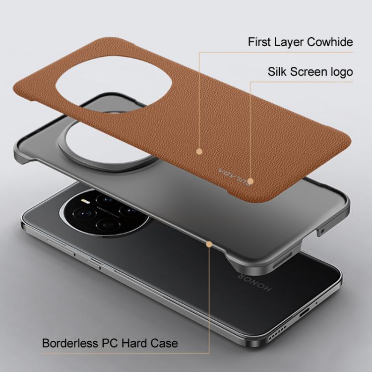 For Honor Magic7 SULADA Frameless Top Layer Cowhide Leather Hybrid PC Phone Case(Blue) - Honor Cases by SULADA | Online Shopping South Africa | PMC TechLife | Buy Now Pay Later Mobicred