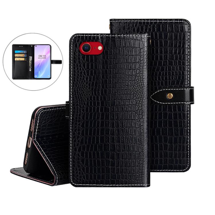 For iPhone 16e idewei Crocodile Texture Leather Phone Case(Black) - free shipping - PMc TechLife - Order now!