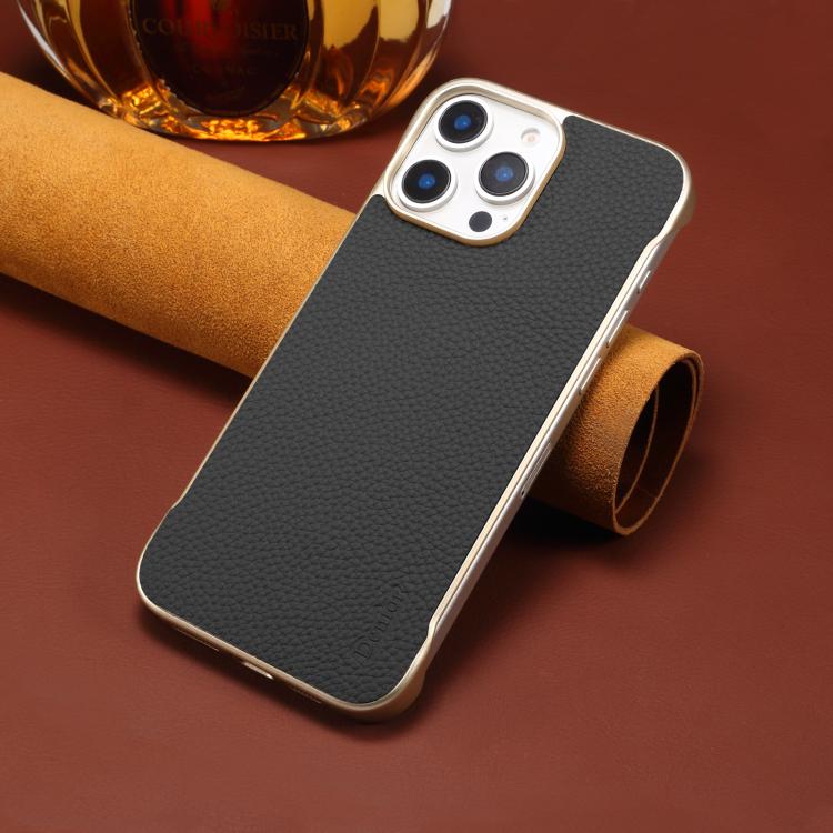 For iPhone 15 Pro Max Denior A20 Genuine Leather Litchi Texture MagSafe Frameless Phone Case(Black) - free shipping - PMc TechLife - Order now!