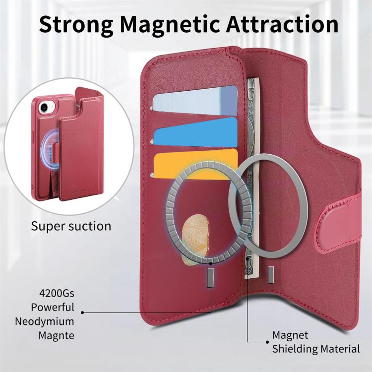 For iPhone 16e CaseNeo Finger Grip Strap MagSafe Leather Phone Case(Red) - free shipping - PMc TechLife - Order now!