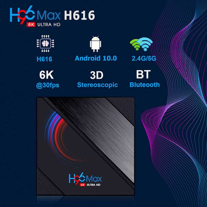 H96 Max 6K Ultra HD Smart TV Box with Remote Controller, Android 10.0, Allwinner H616 Quad Core ARM Cortex-A53, 2GB+16GB, Support TF Card / USBx2 / AV / HDMI / WIFI, UK Plug - Allwinner H6 by PMC Jewellery | Online Shopping South Africa | PMC Jewellery | Buy Now Pay Later Mobicred