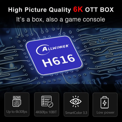 H96 Max 6K Ultra HD Smart TV Box with Remote Controller, Android 10.0, Allwinner H616 Quad Core ARM Cortex-A53, 2GB+16GB, Support TF Card / USBx2 / AV / HDMI / WIFI, US Plug - Allwinner H6 by PMC Jewellery | Online Shopping South Africa | PMC Jewellery | Buy Now Pay Later Mobicred