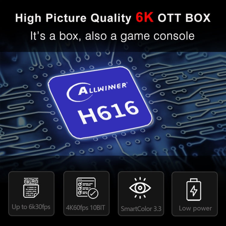 H96 Max 6K Ultra HD Smart TV Box with Remote Controller, Android 10.0, Allwinner H616 Quad Core ARM Cortex-A53, 4GB+64GB, Support TF Card / USBx2 / AV / HDMI / WIFI, EU Plug - Allwinner H6 by PMC Jewellery | Online Shopping South Africa | PMC Jewellery | Buy Now Pay Later Mobicred