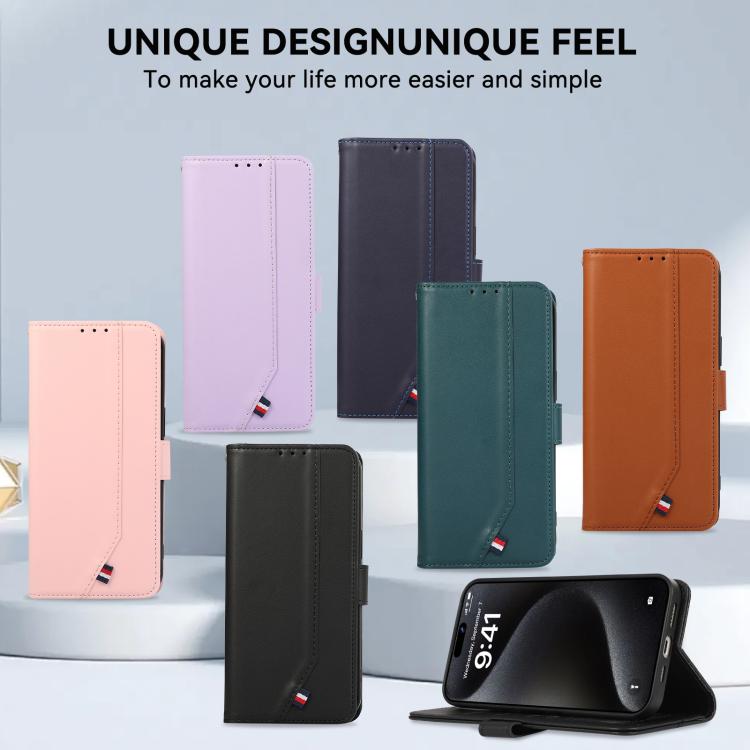 For iPhone 17 ABEEL Delicate Texture Splicing RFID Leather Phone Case(Brown) - free shipping - PMc TechLife - Order now!