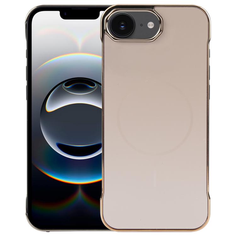 For iPhone 16e Electroplating Frameless Frosted Anti-Glare PC MagSafe Phone Case(Desert Gold) - free shipping - PMC TechLife - Order now!