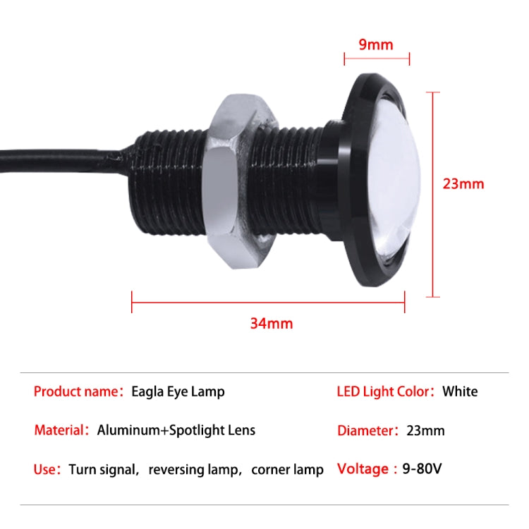 10 PCS 23mm 1.5W DC9-80V Motorcycle Eagle Eye Light Single Lens(Yellow Light) - Eagle Eye Lights by PMC TechLife | Online Shopping South Africa | PMC TechLife | Buy Now Pay Later Mobicred
