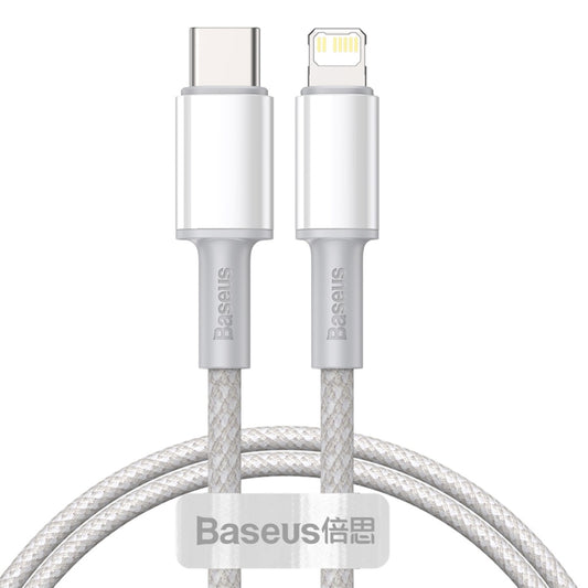 Baseus 20W Type-C / USB-C to 8 Pin PD High-density Braided Fast Charging Data Cable, Length: 1m(White) - Normal Style Cable by Baseus | Online Shopping South Africa | PMC Jewellery | Buy Now Pay Later Mobicred