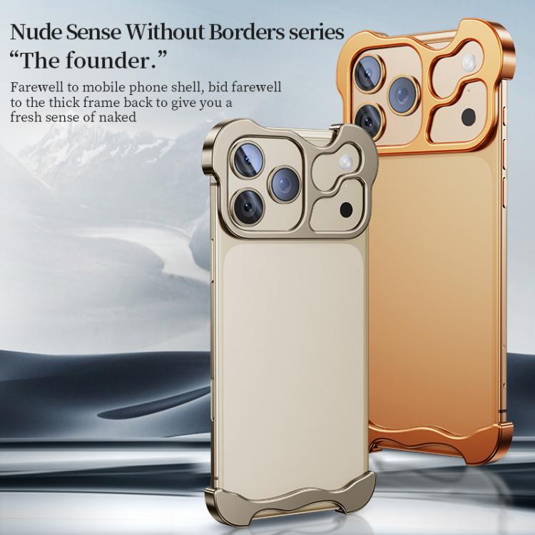 For iPhone 17 Pro Max Frameless Metal Corner Pad Phone Case with Lens Film(Gold) - free shipping - PMC TechLife - Order now!