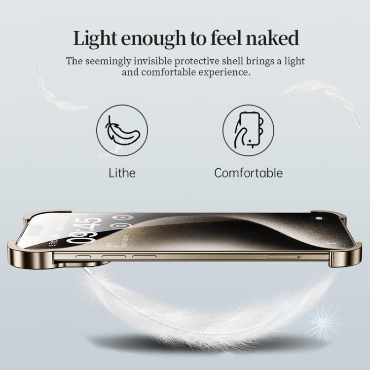 For iPhone 17 Pro Max Frameless Metal Corner Pad Phone Case with Lens Film(Grey) - free shipping - PMC TechLife - Order now!