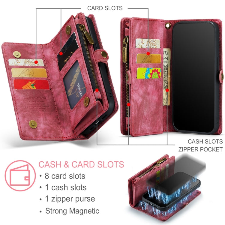 For iPhone 12 Pro Max CaseMe-008 Detachable Multifunctional Wallet Leather Phone Case (Red) - free shipping - PMC Jewellery - Order now!