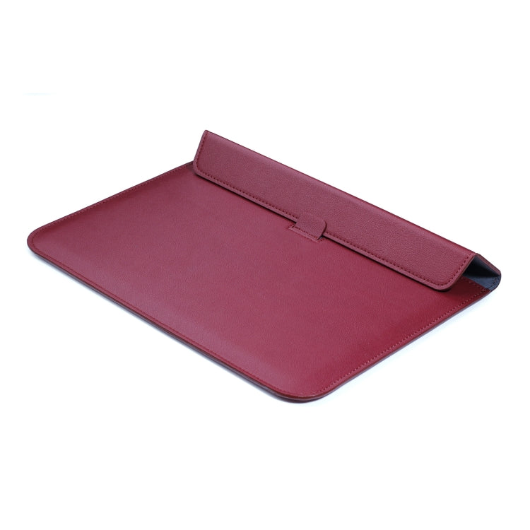 PU Leather Ultra-thin Envelope Bag Laptop Bag for MacBook Air / Pro 13 inch, with Stand Function(Wine Red) - Protective Bags by PMC Jewellery | Online Shopping South Africa | PMC Jewellery | Buy Now Pay Later Mobicred