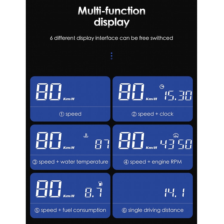 L3 HUD Head-up Display Car OBD2 Digital Display - Head Up Display System by PMC TechLife | Online Shopping South Africa | PMC TechLife | Buy Now Pay Later Mobicred
