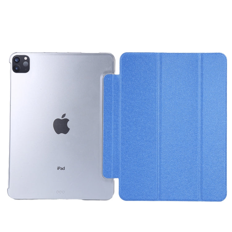 Silk Texture Flip Magnetic PU Leather Smart Case with Three-folding Holder For iPad Air 11 2024 / Air 2022 / 2020 10.9(Blue) - iPad Air (2022) / (2020) 10.9 Cases by PMC Jewellery | Online Shopping South Africa | PMC Jewellery | Buy Now Pay Later Mobicred