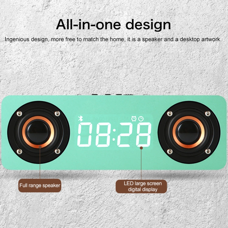 M5C Subwoofer Wooden Clock Bluetooth 4.2 Speaker, Support TF Card & 3.5mm AUX & FM Radio(Grey Wood Grain) - Desktop Speaker by PMC Jewellery | Online Shopping South Africa | PMC Jewellery | Buy Now Pay Later Mobicred