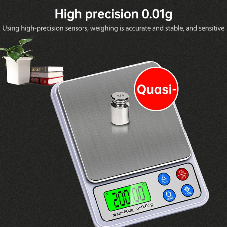 MH-555 600g x 0.01g High Accuracy Digital Electronic Portable Kitchen Scale Balance Device with 2.2 inch LCD Screen - Kitchen Scales by PMC Jewellery | Online Shopping South Africa | PMC Jewellery | Buy Now Pay Later Mobicred