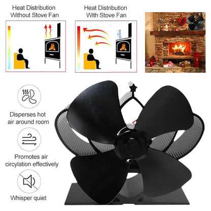 YL201 4-Blade High Temperature Metal Heat Powered Fireplace Stove Fan (Rose Red) - Fireplace Fan by PMC Jewellery | Online Shopping South Africa | PMC Jewellery | Buy Now Pay Later Mobicred