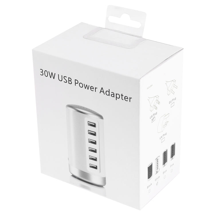 30W 6-USB Ports Charger Station Power Adapter AC100-240V, US Plug(White) - Multifunction Charger by PMC Jewellery | Online Shopping South Africa | PMC Jewellery | Buy Now Pay Later Mobicred