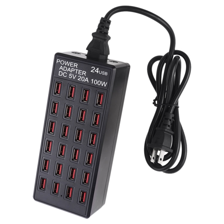 100W 24 USB Ports Fast Charger Station Smart Charger with LED Indicator AC 100-240V, US Plug(Black) - Multifunction Charger by PMC Jewellery | Online Shopping South Africa | PMC Jewellery | Buy Now Pay Later Mobicred