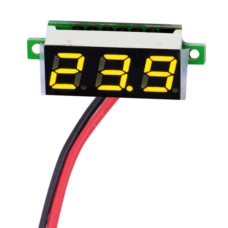 10 PCS 0.28 inch 2 Wires Adjustable Digital Voltage Meter, Color Light Display, Measure Voltage: DC 2.5-30V (Yellow) - Current & Voltage Tester by PMC Jewellery | Online Shopping South Africa | PMC Jewellery | Buy Now Pay Later Mobicred