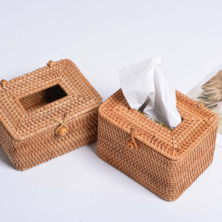 ZJH01 Circle Shape Restaurant Desktop Rattan Braided Tissue Storage Box Case - Storage Boxes by PMc TechLife | Online Shopping South Africa | PMc TechLife | Buy Now Pay Later Mobicred
